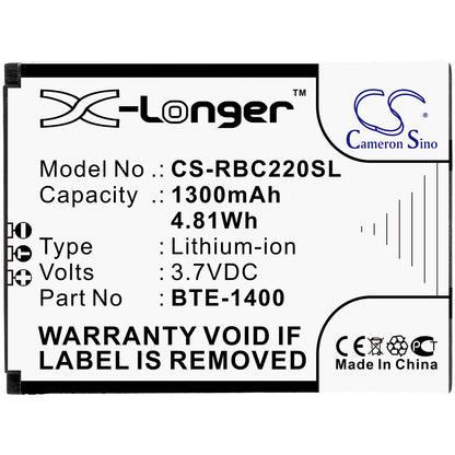 3.7V, 1300mAh, Li-ion Battery fits Orbic, Journey, Journey V, 4.81Wh