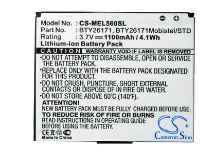 3.7V, 1100mAh, Li-ion Battery fits Mobistel, El560, El560 Dual, 4.07Wh