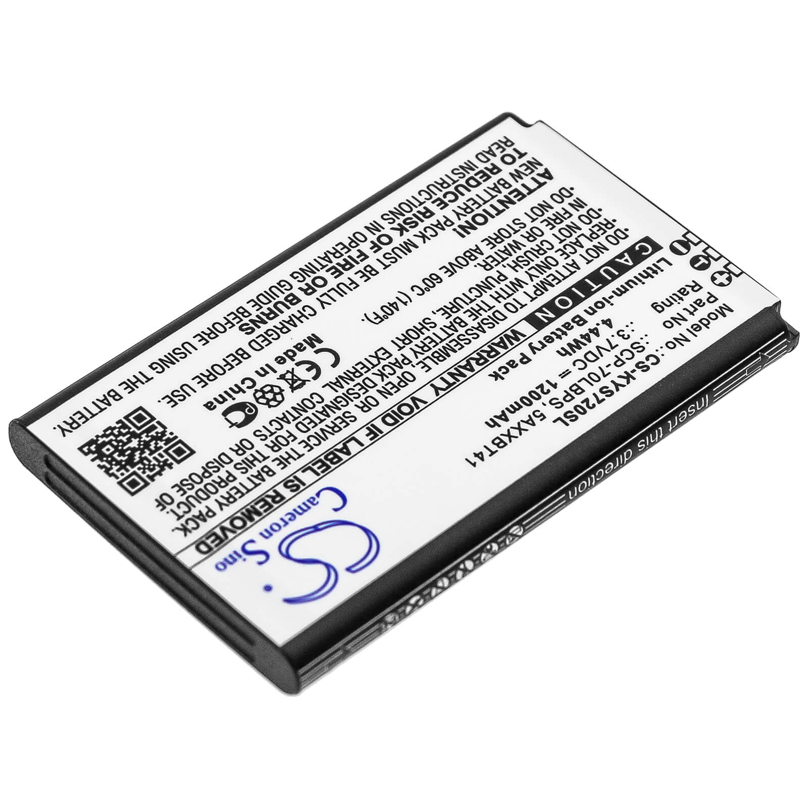 3.8V, 1200mAh, Li-ion Battery fits Kyocera, Cadence Lte, S2720, 4.56Wh