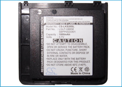 3.7V, 900mAh, Li-ion Battery fits Lg, Ks20, 3.33Wh