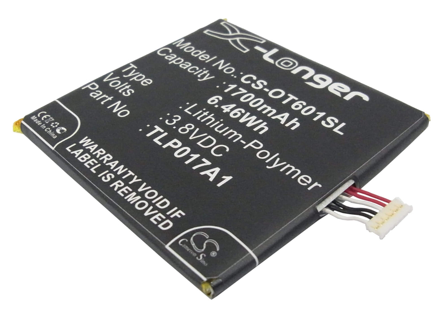 3.8V, 1700mAh, Li-Polymer Battery fits Alcatel, Idol 2 Mini, Idol Mini, 6.46Wh