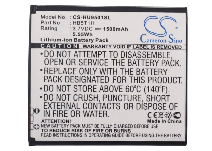3.7V, 1500mAh, Li-ion Battery fits Huawei, Ascend D, Ascend D Lte, 5.55Wh