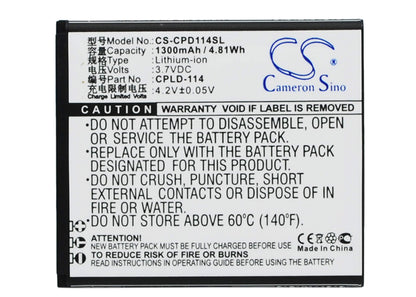 3.7V, 1300mAh, Li-ion Battery fits Coolpad, 8079, 4.81Wh