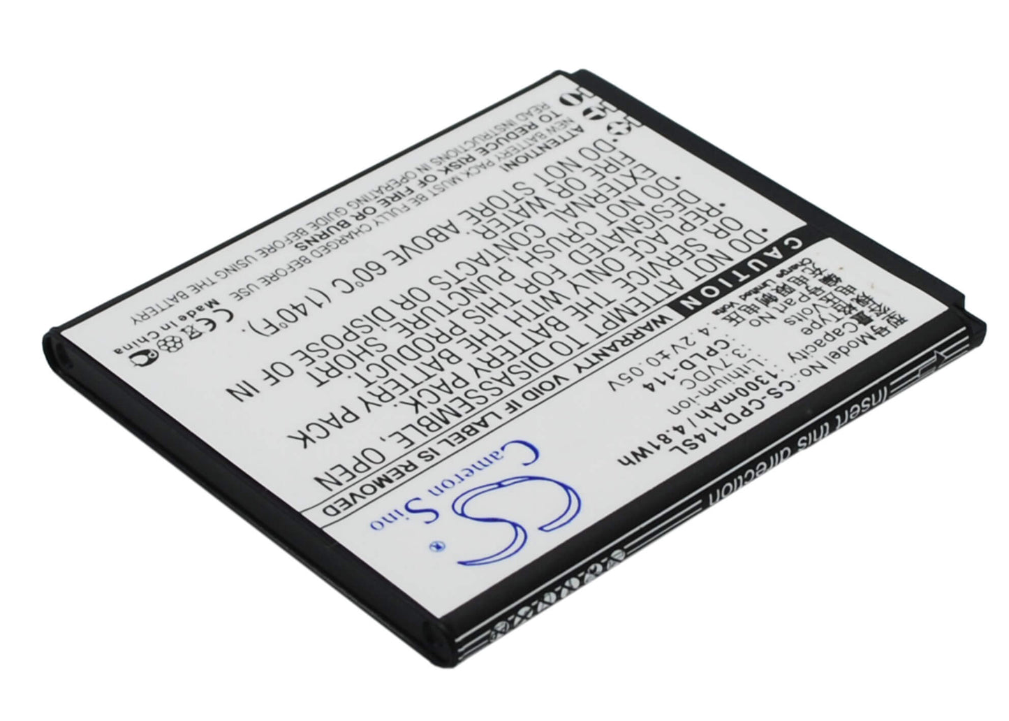 3.7V, 1300mAh, Li-ion Battery fits Coolpad, 8079, 4.81Wh