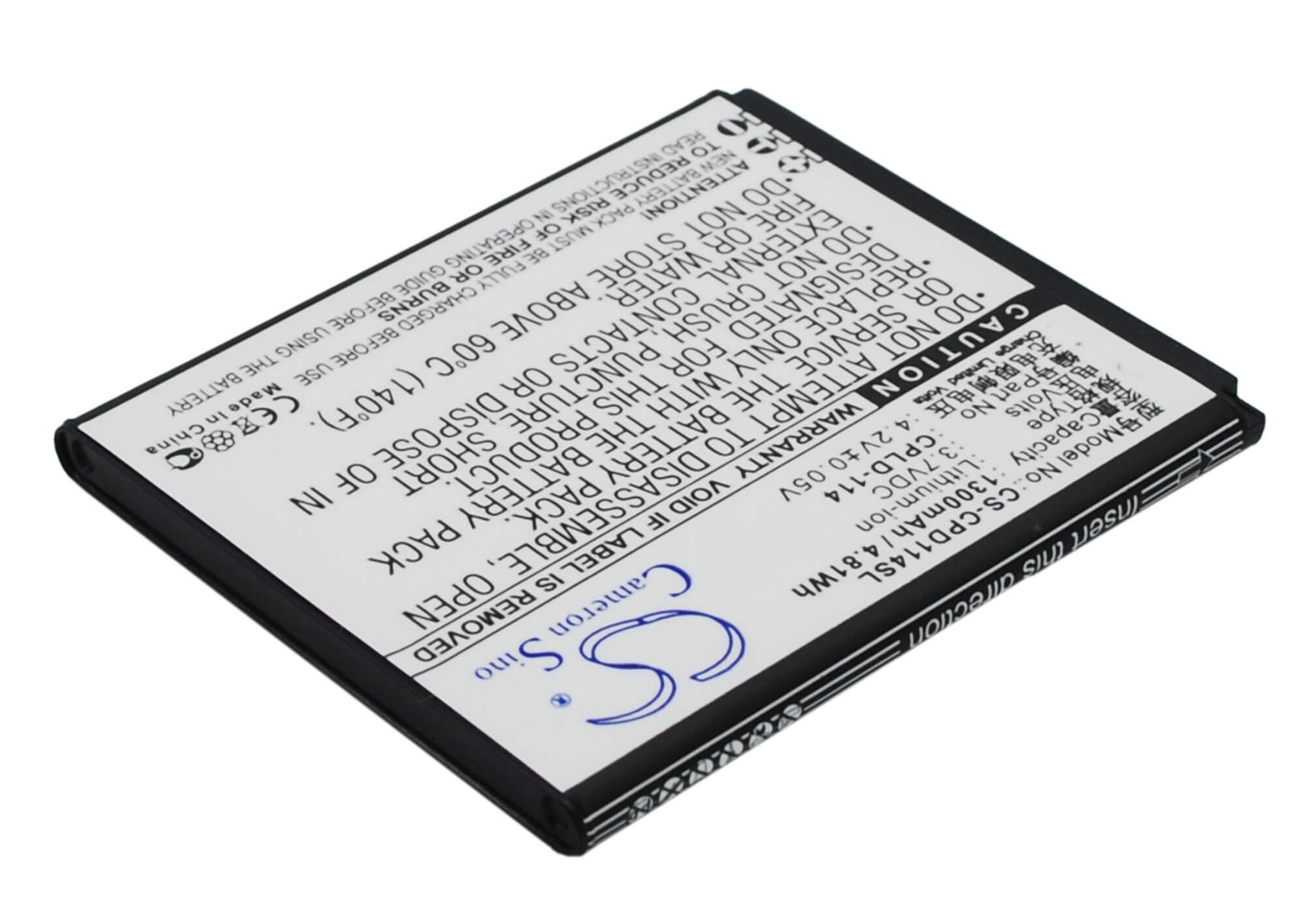 3.7V, 1300mAh, Li-ion Battery fits Coolpad, 8079, 4.81Wh