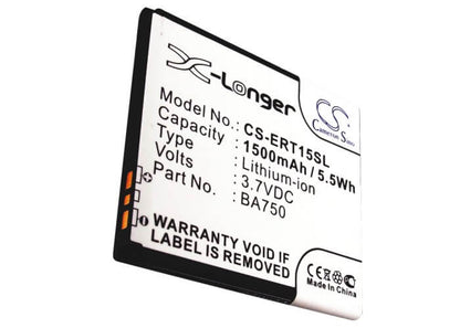 3.7V, 1500mAh, Li-ion Battery fits Sony Ericsson, Anzu, Is11s, 5.55Wh