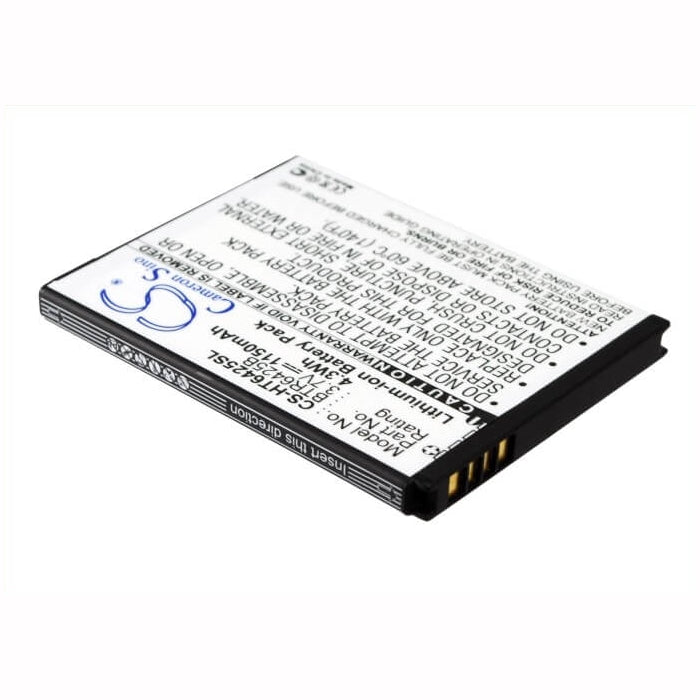 3.7V, 1150mAh, Li-ion Battery fits Htc, Adr6425, Adr6425lvw, 4.255Wh