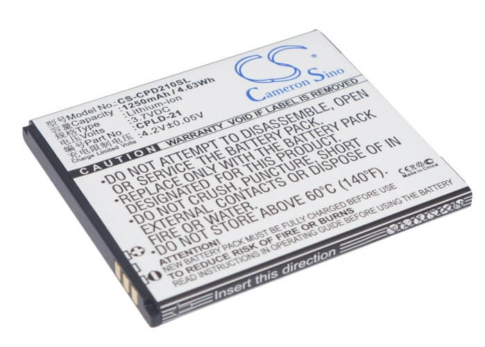 3.7V, 1250mAh, Li-ion Battery fits Coolpad, 5876, 5890, 4.625Wh