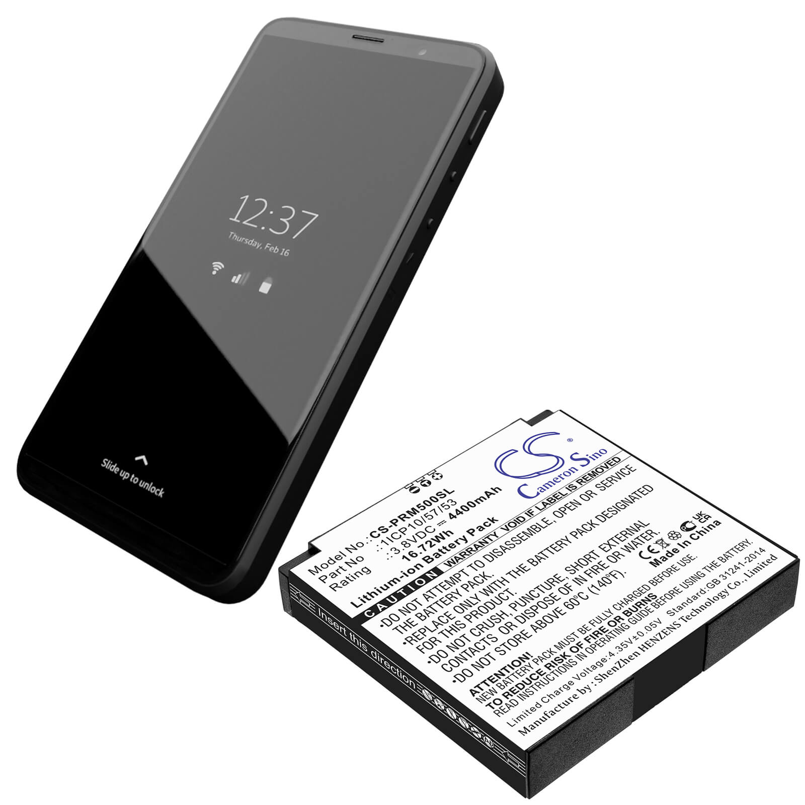 3.8V, 4400mAh, Li-ion Battery fits Purism, Librem 5, 16.72Wh