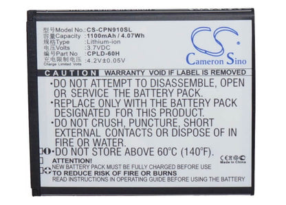 3.7V, 1100mAh, Li-ion Battery fits Coolpad, 8150, 9100, 4.07Wh