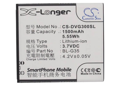 3.7V, 1500mAh, Li-ion Battery fits Doov, D300, D900, 5.55Wh