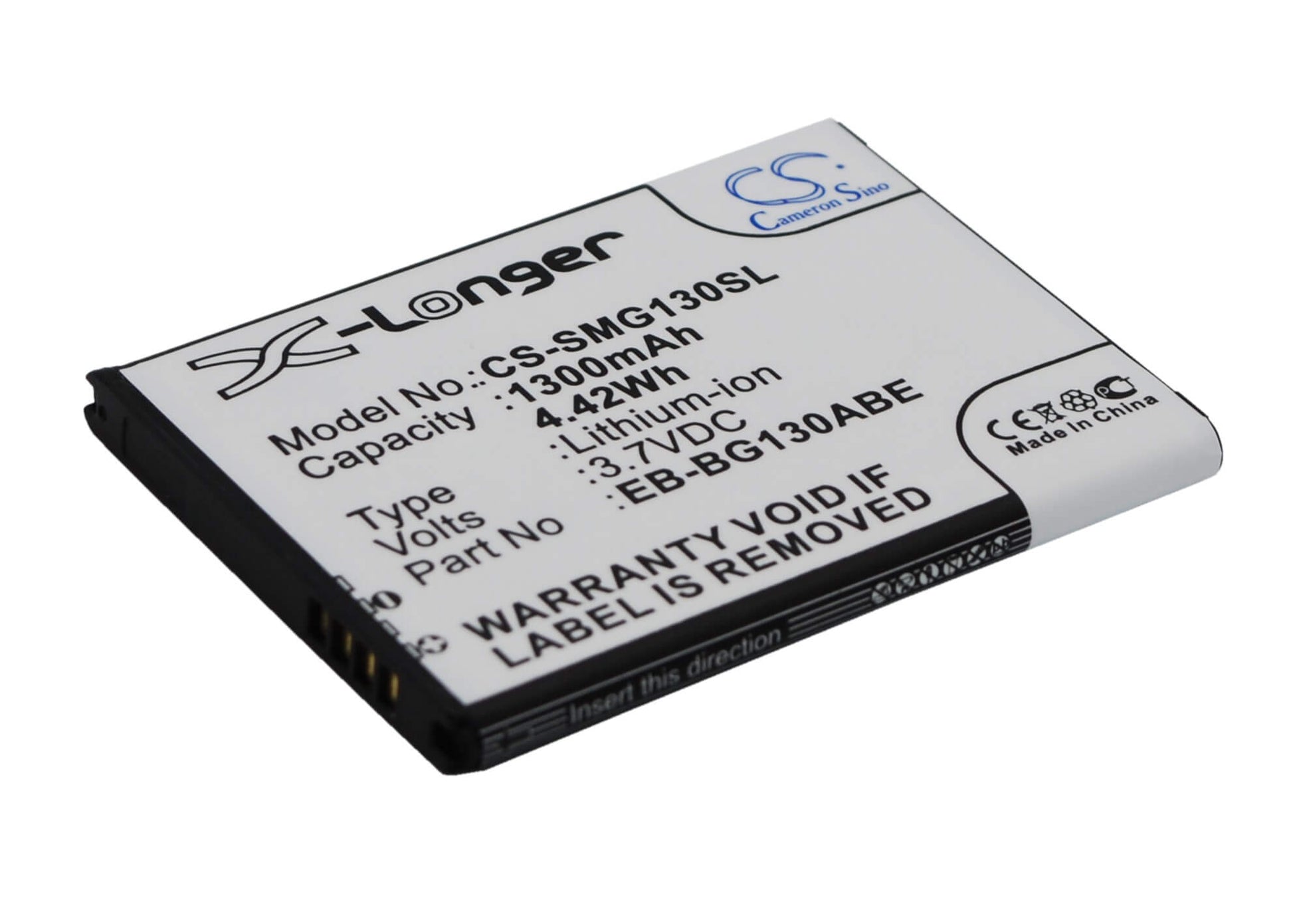 3.7V, 1300mAh, Li-ion Battery fits Samsung, Galaxy Star 2 Duos, Galaxy Young 2, 4.81Wh