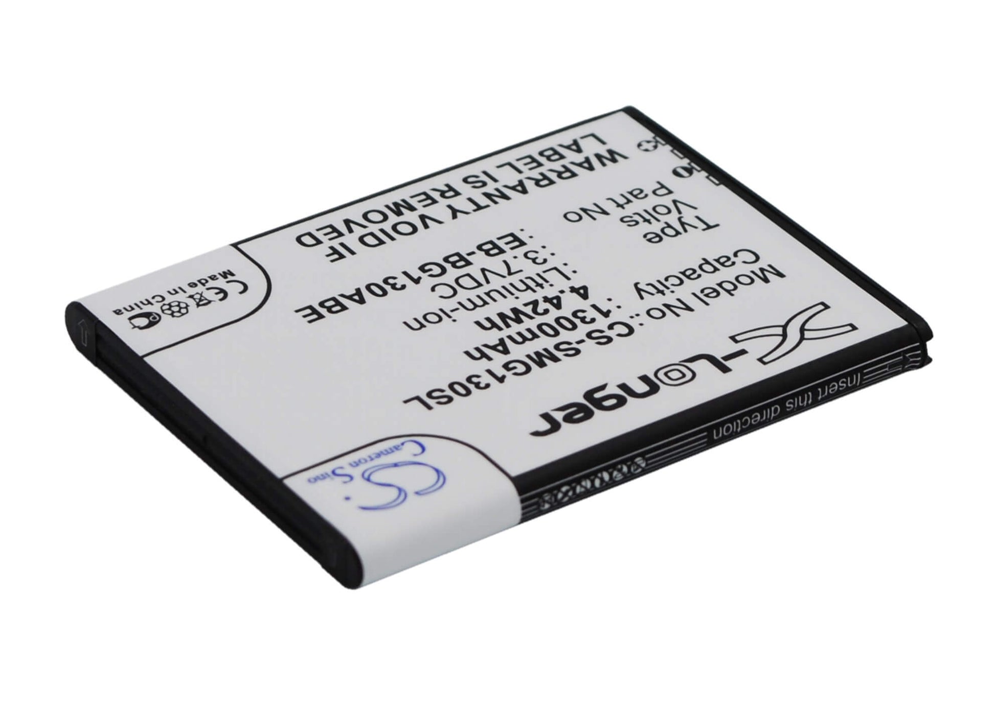 3.7V, 1300mAh, Li-ion Battery fits Samsung, Galaxy Star 2 Duos, Galaxy Young 2, 4.81Wh