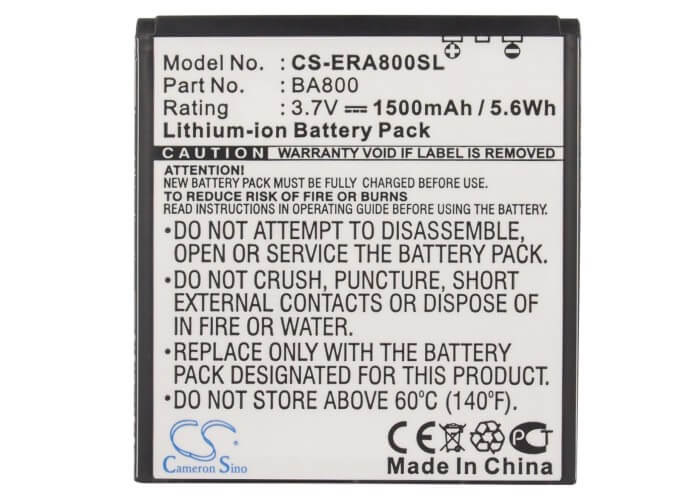 3.7V, 1500mAh, Li-ion Battery fits Sony Ericsson, Arc Hd, Hikari, 5.55Wh