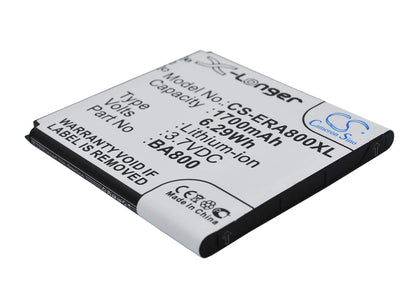 3.7V, 1700mAh, Li-ion Battery fits Sony Ericsson, Arc Hd, Hikari, 6.29Wh