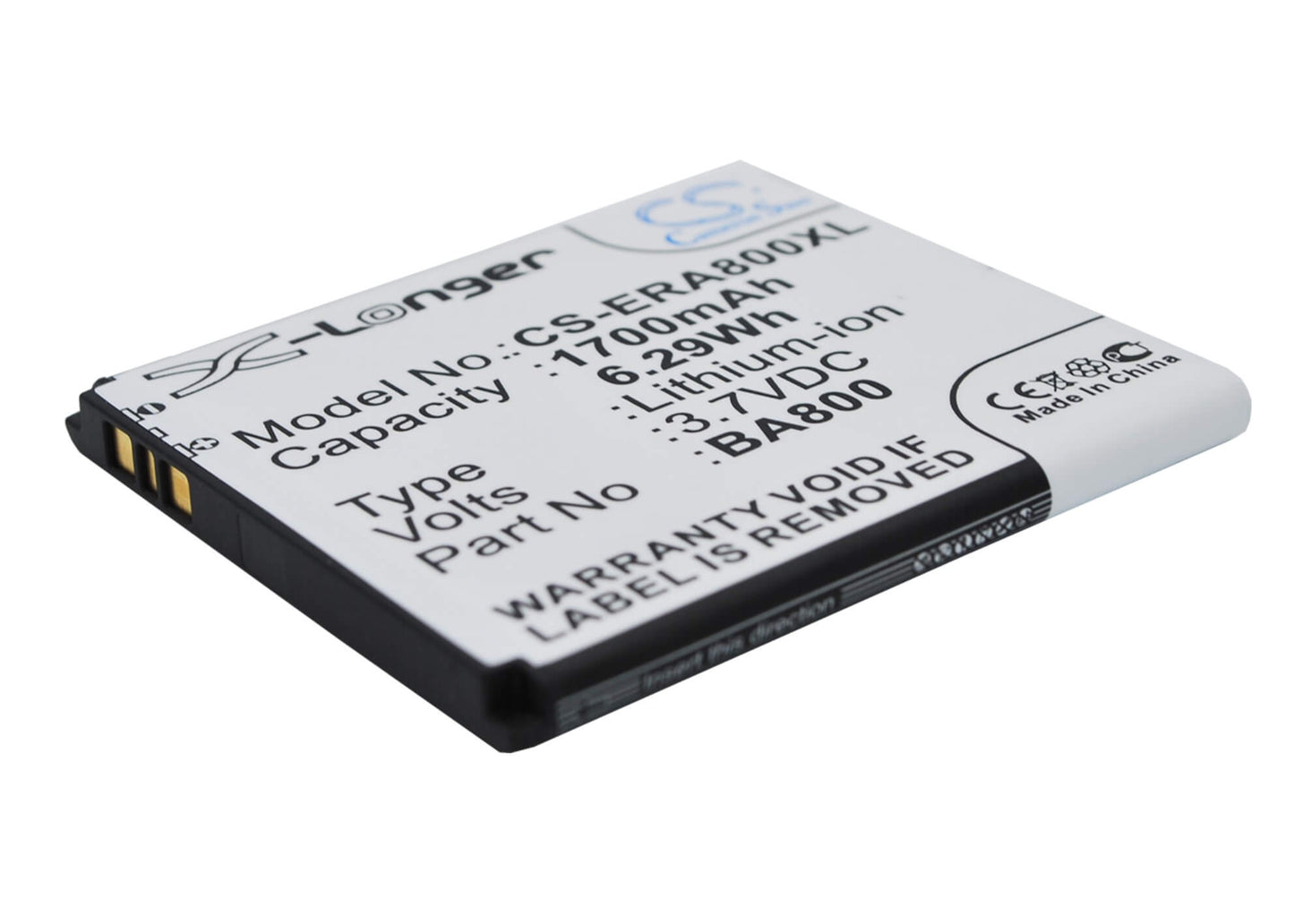 3.7V, 1700mAh, Li-ion Battery fits Sony Ericsson, Arc Hd, Hikari, 6.29Wh
