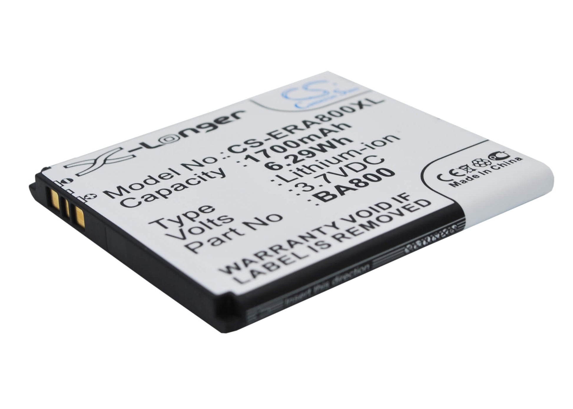 3.7V, 1700mAh, Li-ion Battery fits Sony Ericsson, Arc Hd, Hikari, 6.29Wh