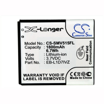 CS-SMV515FL, Mobile, Smartphone 3.7V, 1800mAh, Li-ion Battery fits Samsung, Sch-i515, 6.66Wh