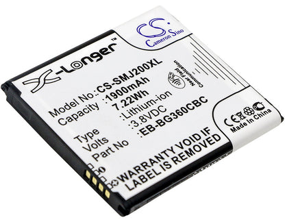 3.8V, 1900mAh, Li-ion Battery fits Samsung, Galaxy Core Prime, Galaxy Core Prime Cdma, 7.22Wh
