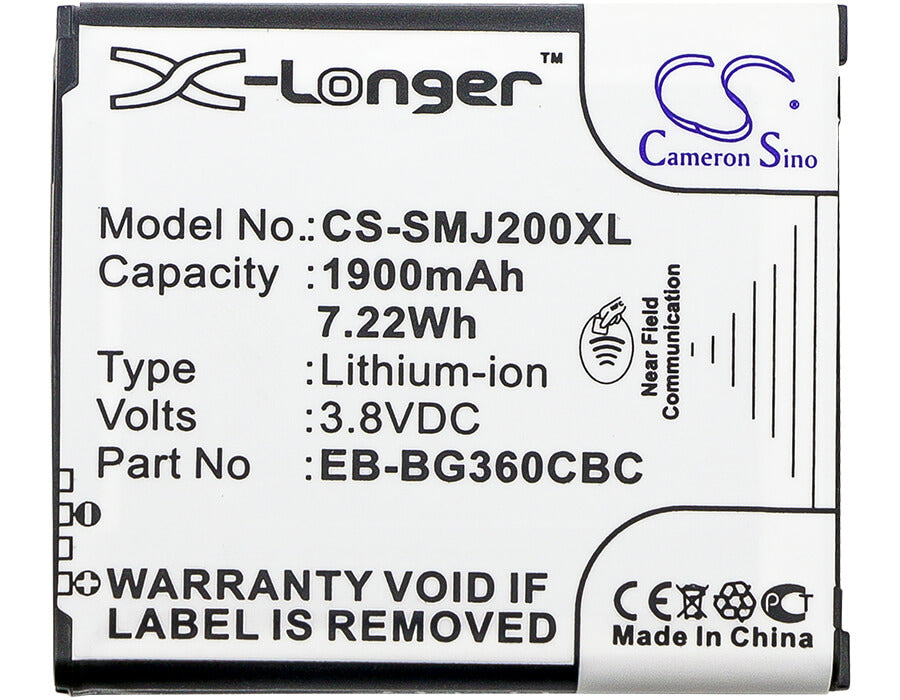 3.8V, 1900mAh, Li-ion Battery fits Samsung, Galaxy Core Prime, Galaxy Core Prime Cdma, 7.22Wh