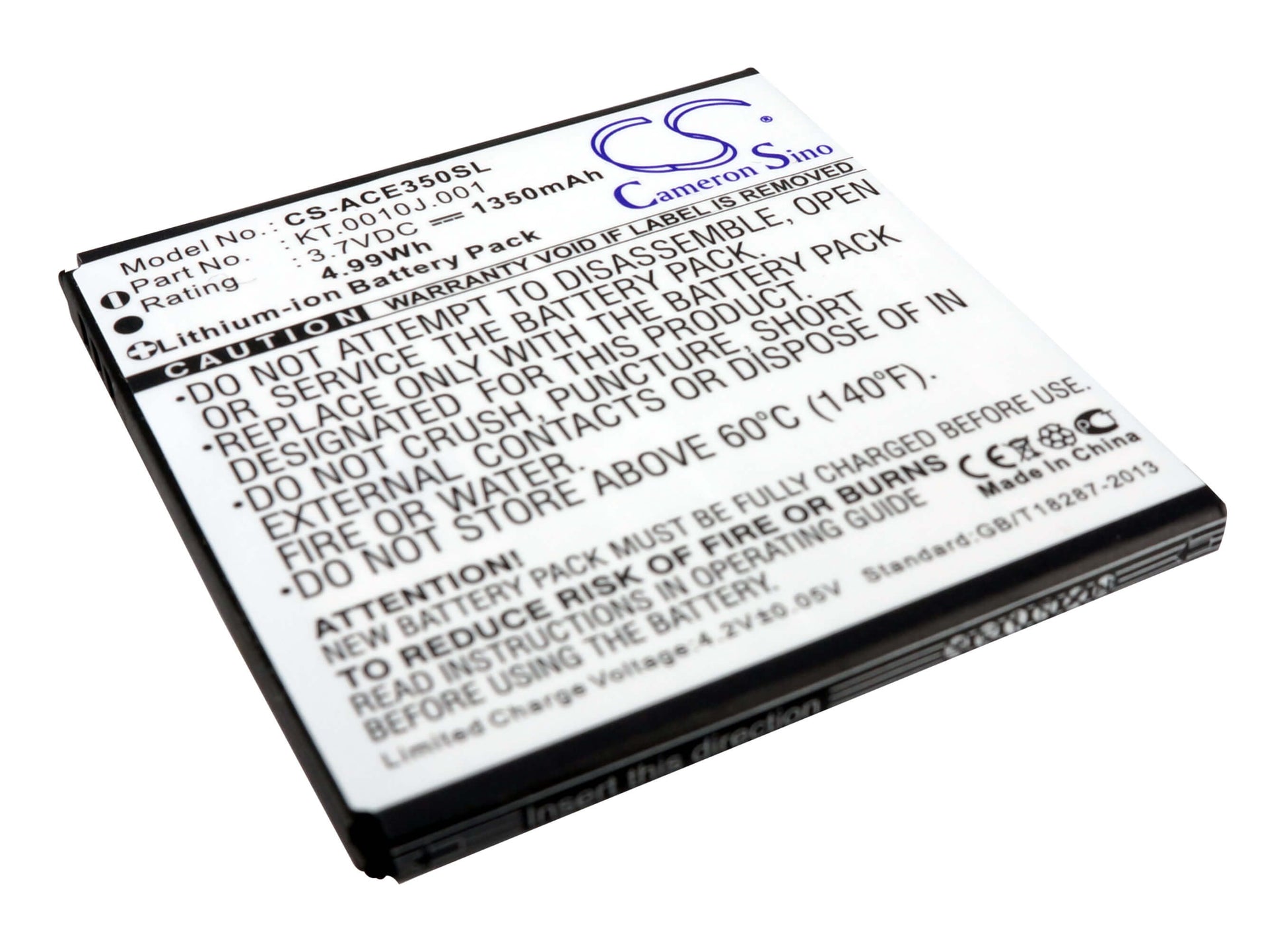 3.7V, 1350mAh, Li-ion Battery fits Acer, Ak330, Ak330s, 4.995Wh