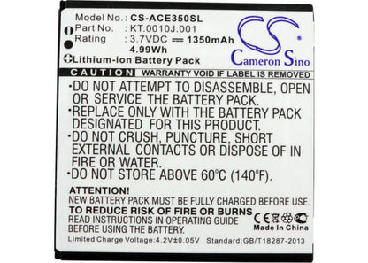 3.7V, 1350mAh, Li-ion Battery fits Acer, Ak330, Ak330s, 4.995Wh