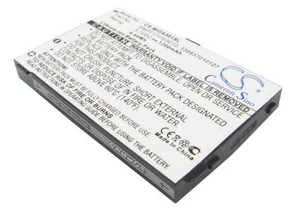 3.7V, 1200mAh, Li-ion Battery fits Mitac, Mio A500, Mio A501, 4.44Wh