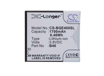 3.8V, 1700mAh, Li-Polymer Battery fits Bq, 1700, Aquaris E4, 6.46Wh