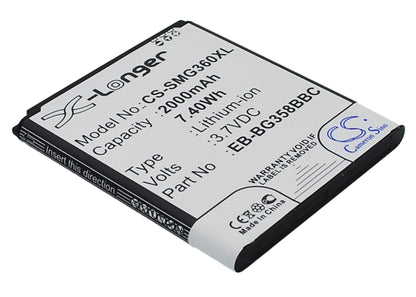 3.7V, 2000mAh, Li-ion Battery fits Samsung, Galaxy Core Lite 4g Td-lte, Sm-g3556, 7.4Wh