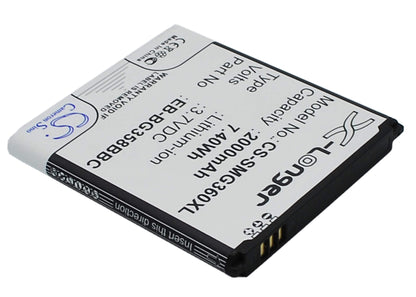 3.7V, 2000mAh, Li-ion Battery fits Samsung, Galaxy Core Lite 4g Td-lte, Sm-g3556, 7.4Wh
