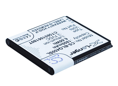 3.7V, 1800mAh, Li-ion Battery fits Blu, Quattro 4.5, 6.66Wh