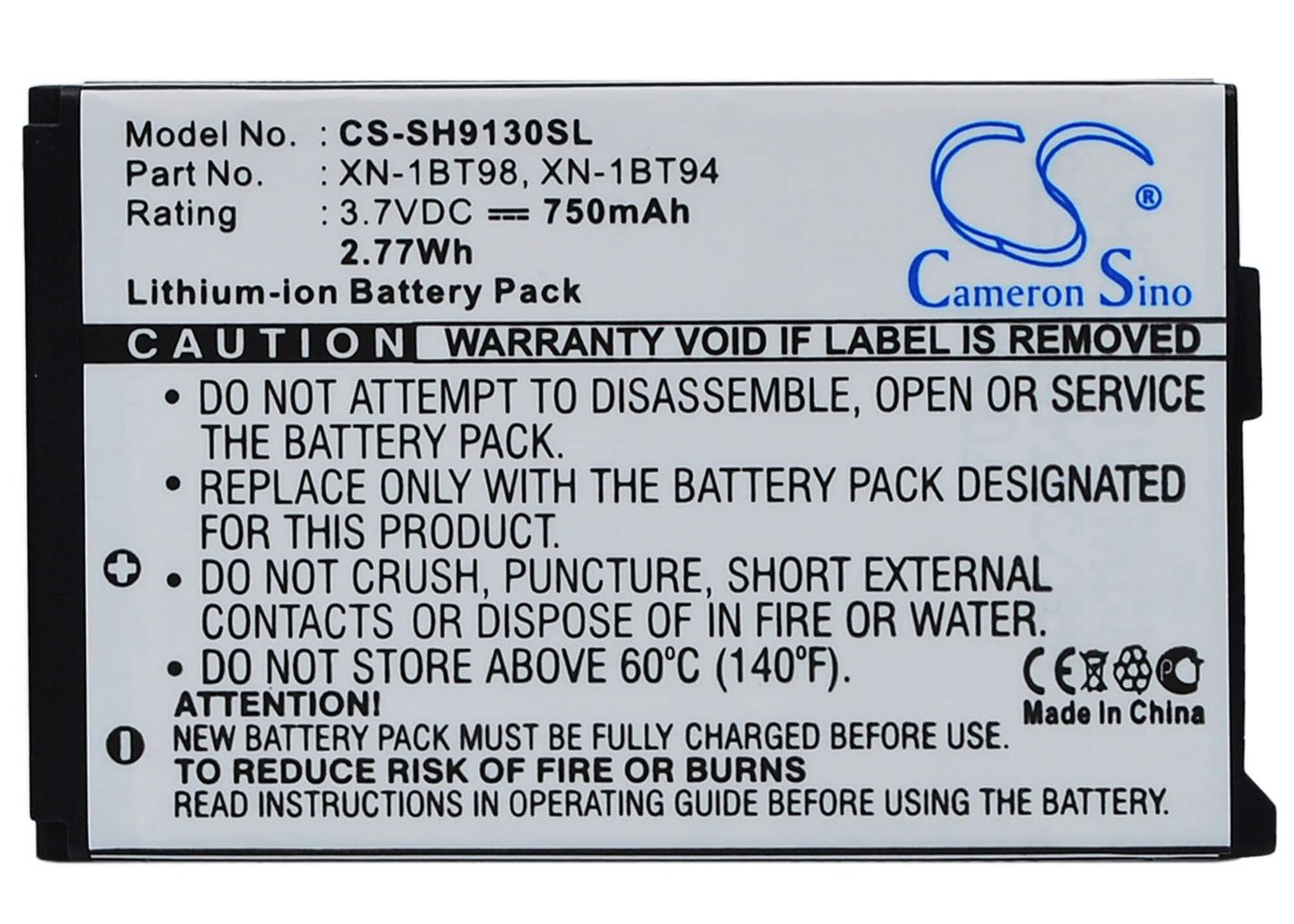 3.7V, 750mAh, Li-ion Battery fits Sharp, 923sh, Cwx-t923sh, 2.775Wh