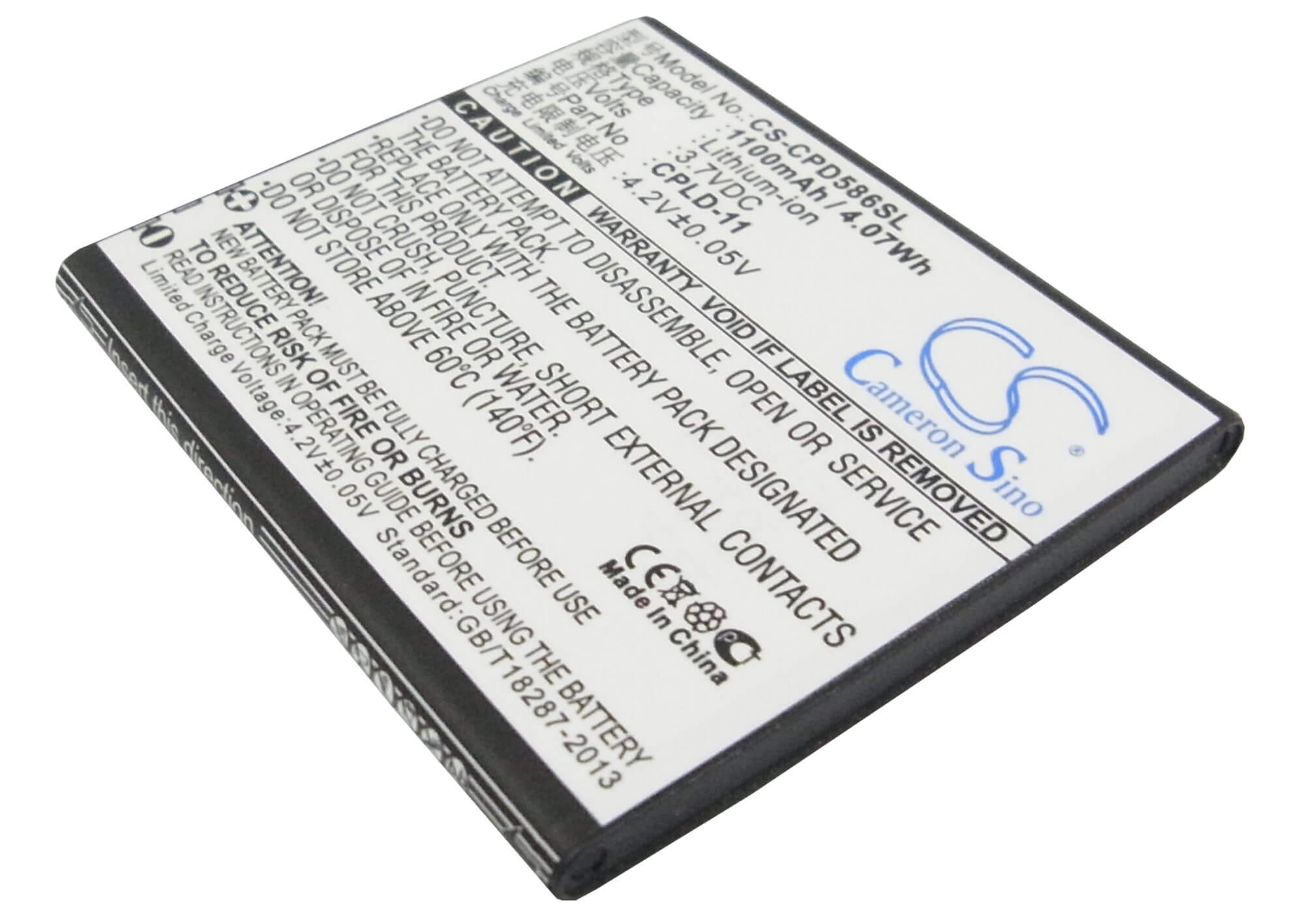 3.7V, 1100mAh, Li-ion Battery fits Coolpad, 5860s, 5910, 4.07Wh