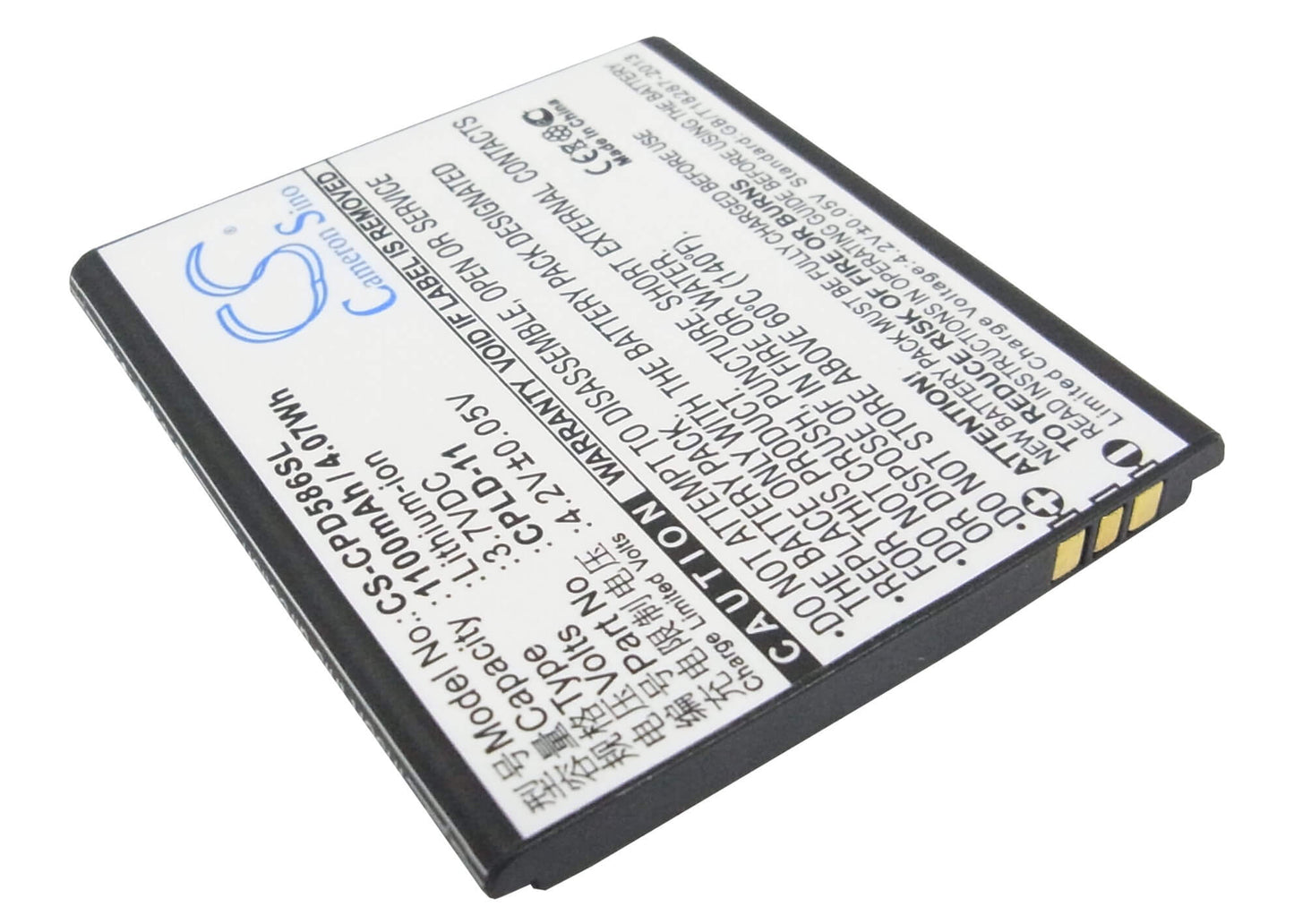 3.7V, 1100mAh, Li-ion Battery fits Coolpad, 5860s, 5910, 4.07Wh