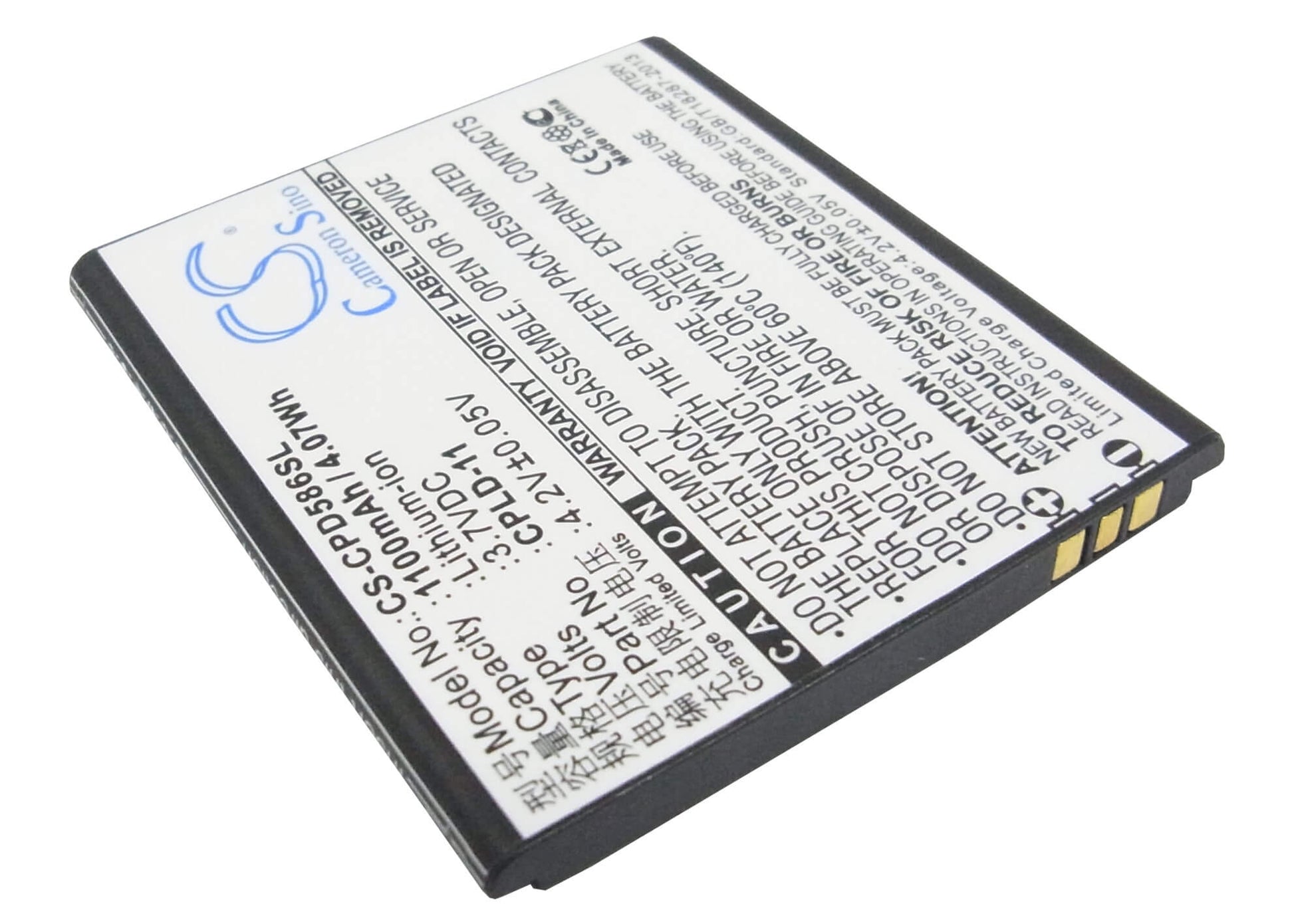 3.7V, 1100mAh, Li-ion Battery fits Coolpad, 5860s, 5910, 4.07Wh