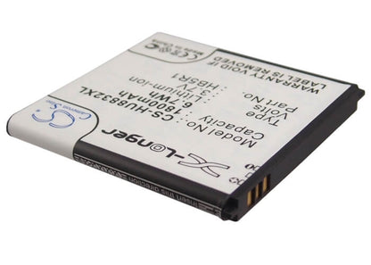 3.7V, 1800mAh, Li-ion Battery fits Huawei, Ascend G500d, Ascend G600, 6.66Wh