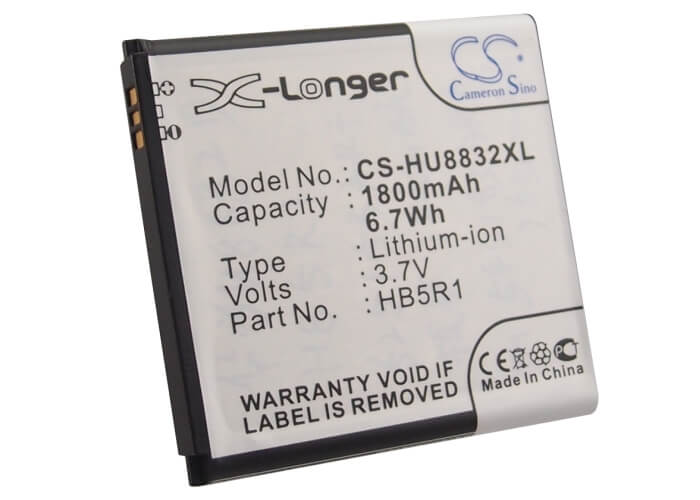 3.7V, 1800mAh, Li-ion Battery fits Huawei, Ascend G500d, Ascend G600, 6.66Wh