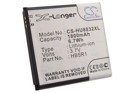 3.7V, 1800mAh, Li-ion Battery fits Huawei, Ascend G500d, Ascend G600, 6.66Wh