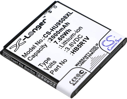 3.8V, 2000mAh, Li-ion Battery fits Huawei, Hn3-u01, Honor 2, 7.6Wh