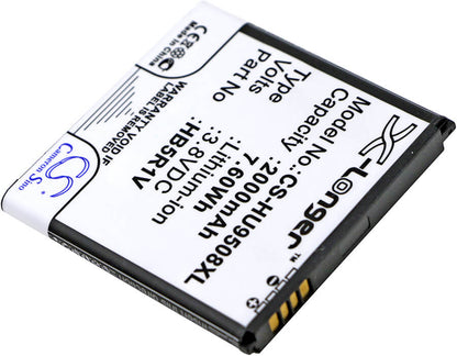 3.8V, 2000mAh, Li-ion Battery fits Huawei, Hn3-u01, Honor 2, 7.6Wh