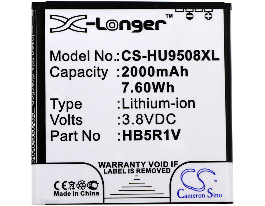 3.8V, 2000mAh, Li-ion Battery fits Huawei, Hn3-u01, Honor 2, 7.6Wh