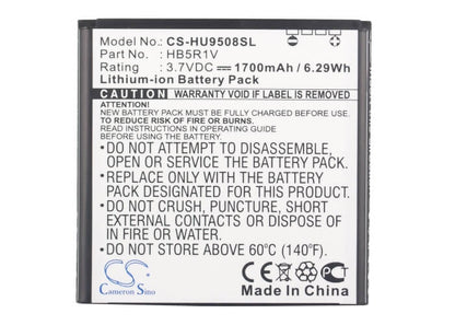 3.7V, 1700mAh, Li-ion Battery fits Huawei, Hn3-u01, Honor 2, 6.29Wh
