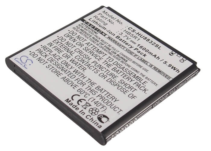 3.7V, 1600mAh, Li-ion Battery fits Huawei, Ascend G500d, Ascend P1 Lte 201hw, 5.92Wh