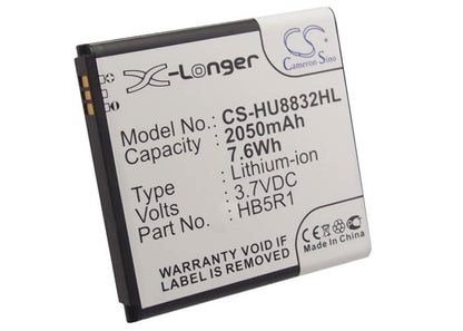 3.7V, 2050mAh, Li-ion Battery fits Huawei, Ascend G500d, Ascend G600, 7.585Wh