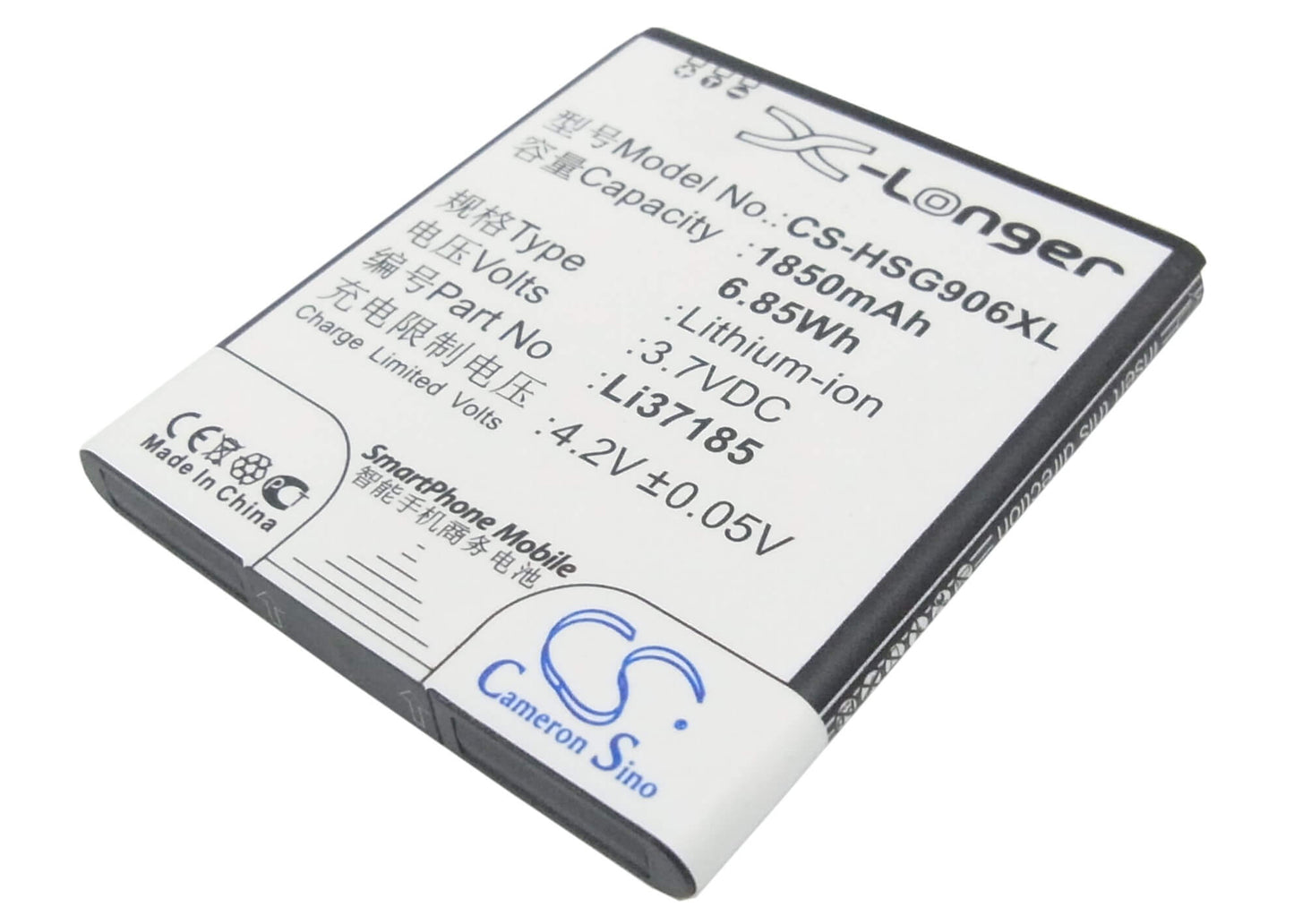 3.7V, 1850mAh, Li-ion Battery fits Hisense, Hs-eg906, 6.845Wh