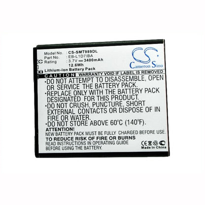 CS-SMT989DL, Mobile, Smartphone 3.7V, 3400mAh, Li-ion Battery fits T-mobile, Galaxy S Ii, Galaxy S2, 12.58Wh