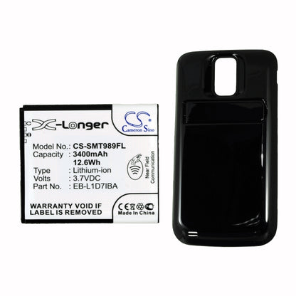 CS-SMT989FL, Mobile, Smartphone 3.7V, 3400mAh, Li-ion Battery fits Samsung, Galaxy S Hercules, Galaxy S Ii X, 12.58Wh