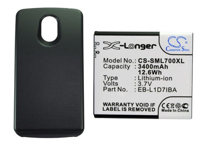 3.7V, 3400mAh, Li-ion Battery fits Samsung, Sph-l700, 12.58Wh