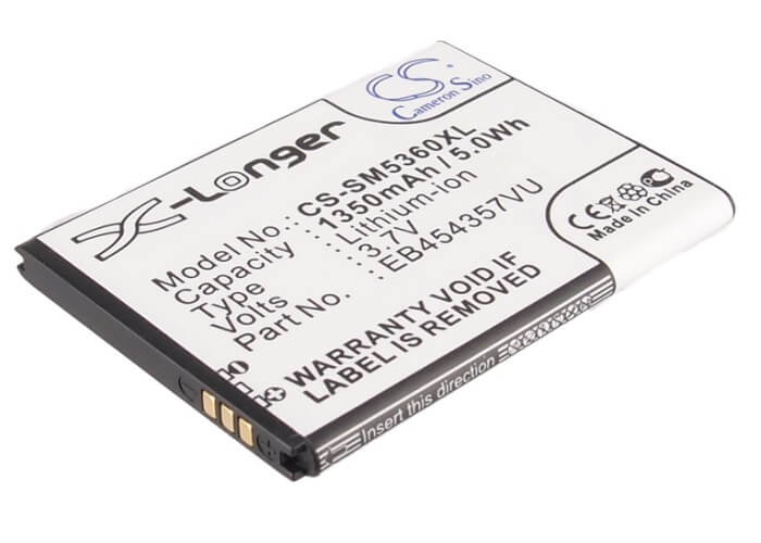 3.7V, 1350mAh, Li-ion Battery fits Samsung, Galaxy Chat, Galaxy M Pro 2, 4.995Wh