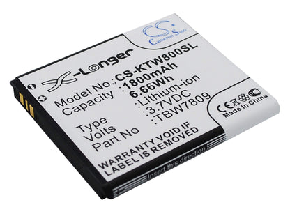 3.7V, 1800mAh, Li-ion Battery fits K-touch, E6, E806, 6.66Wh
